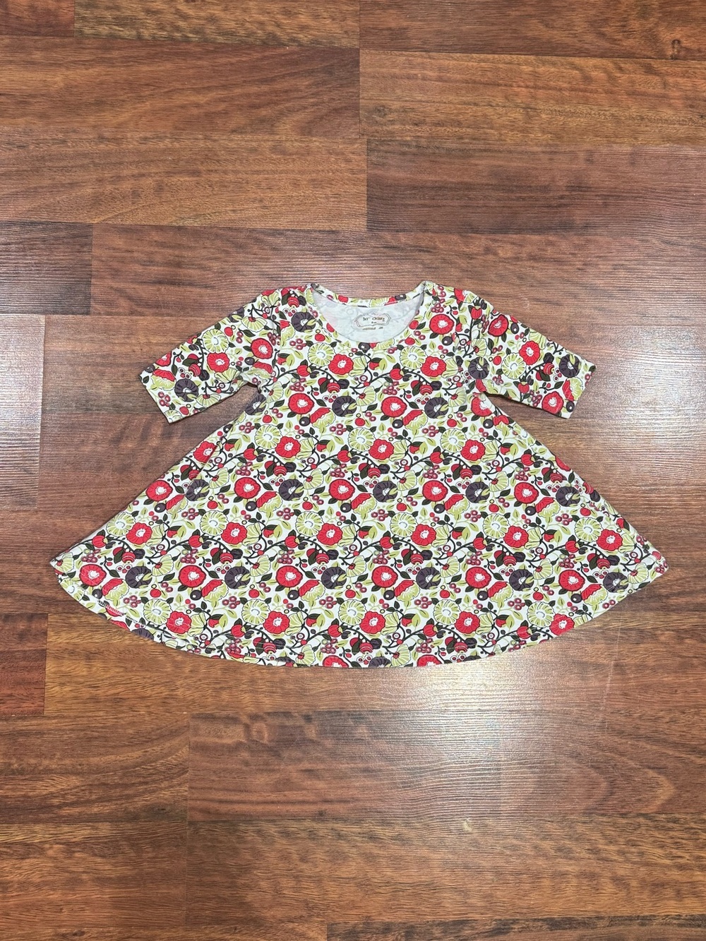 Sew Sassy - Floral Swing Dress in Red & Cream